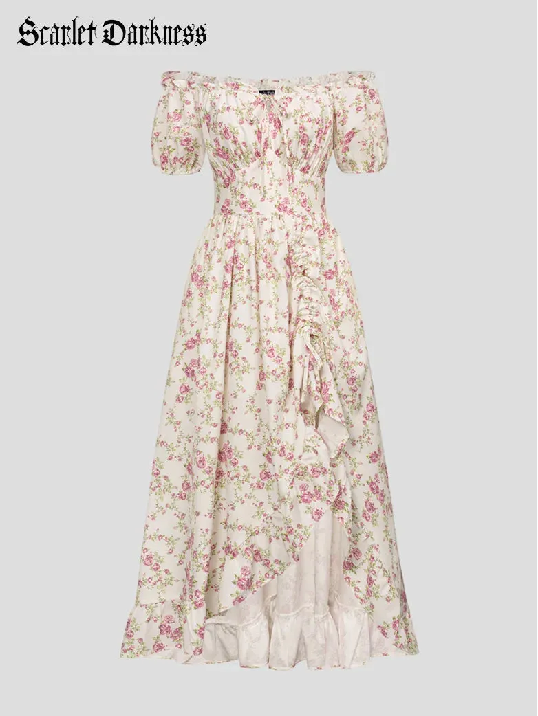 Women Victorian Dress Garden Tea Party Floral Dress