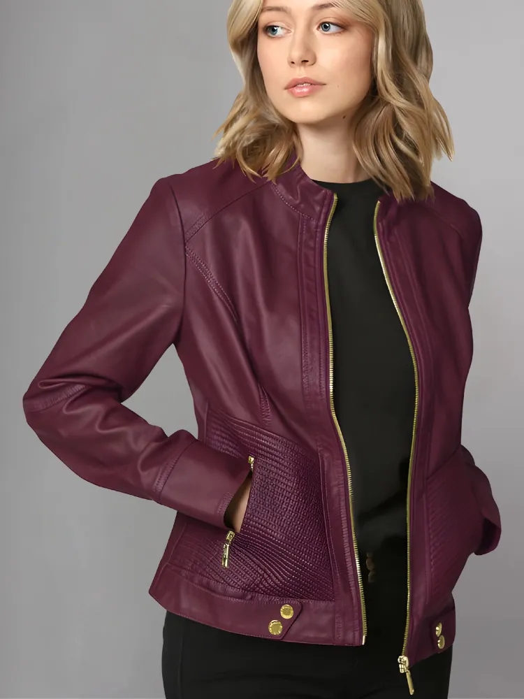 Womens Brown Leather Moto Jacket