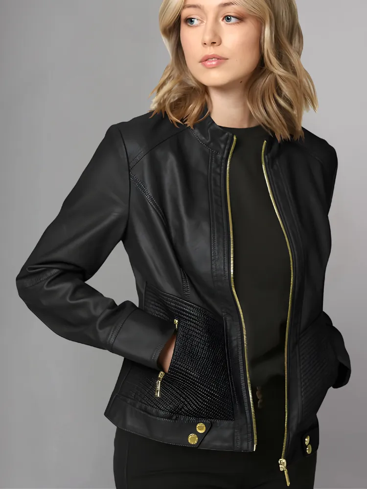 Womens Brown Leather Moto Jacket