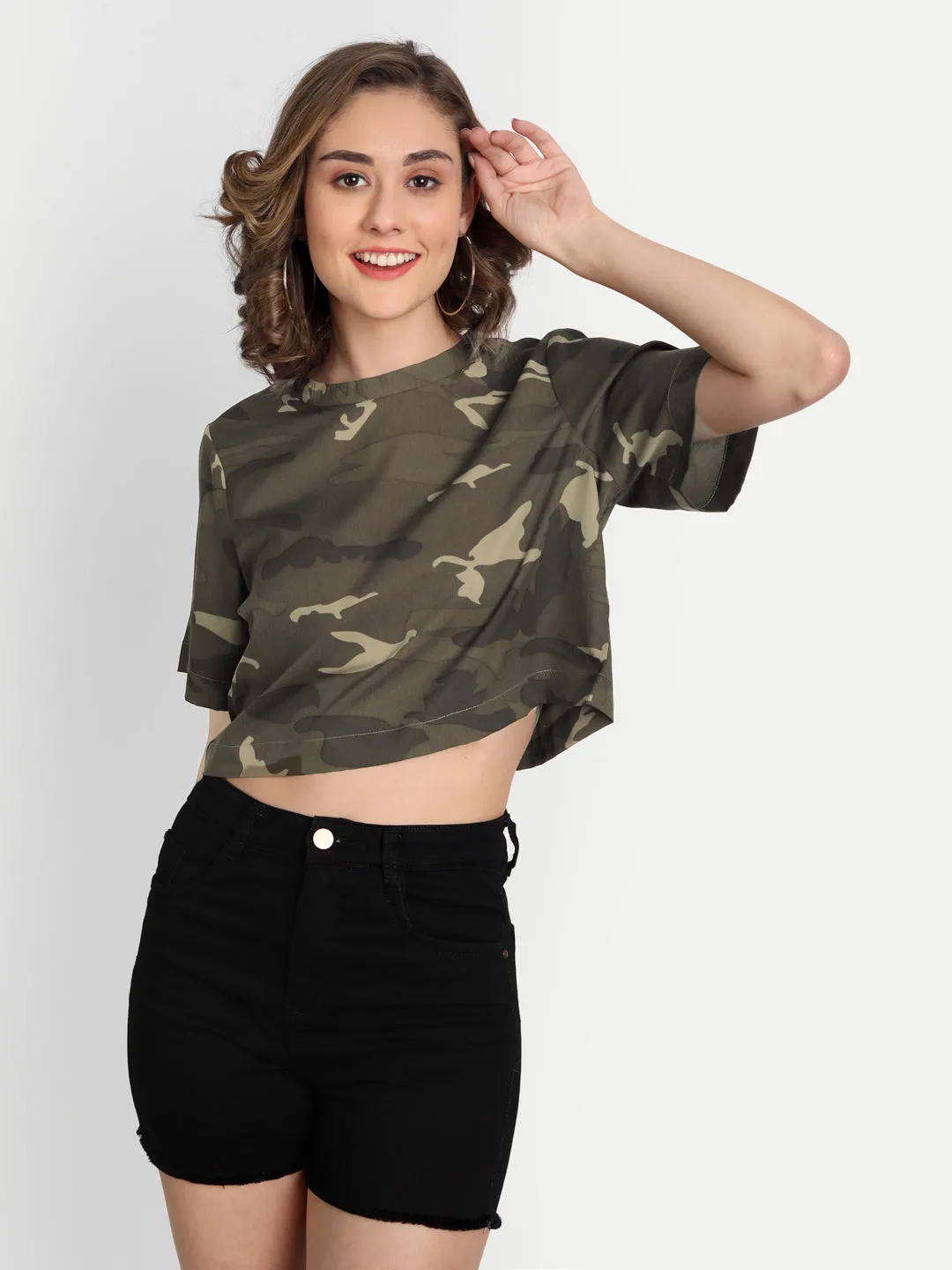 Women's Camouflage Printed Crop Top