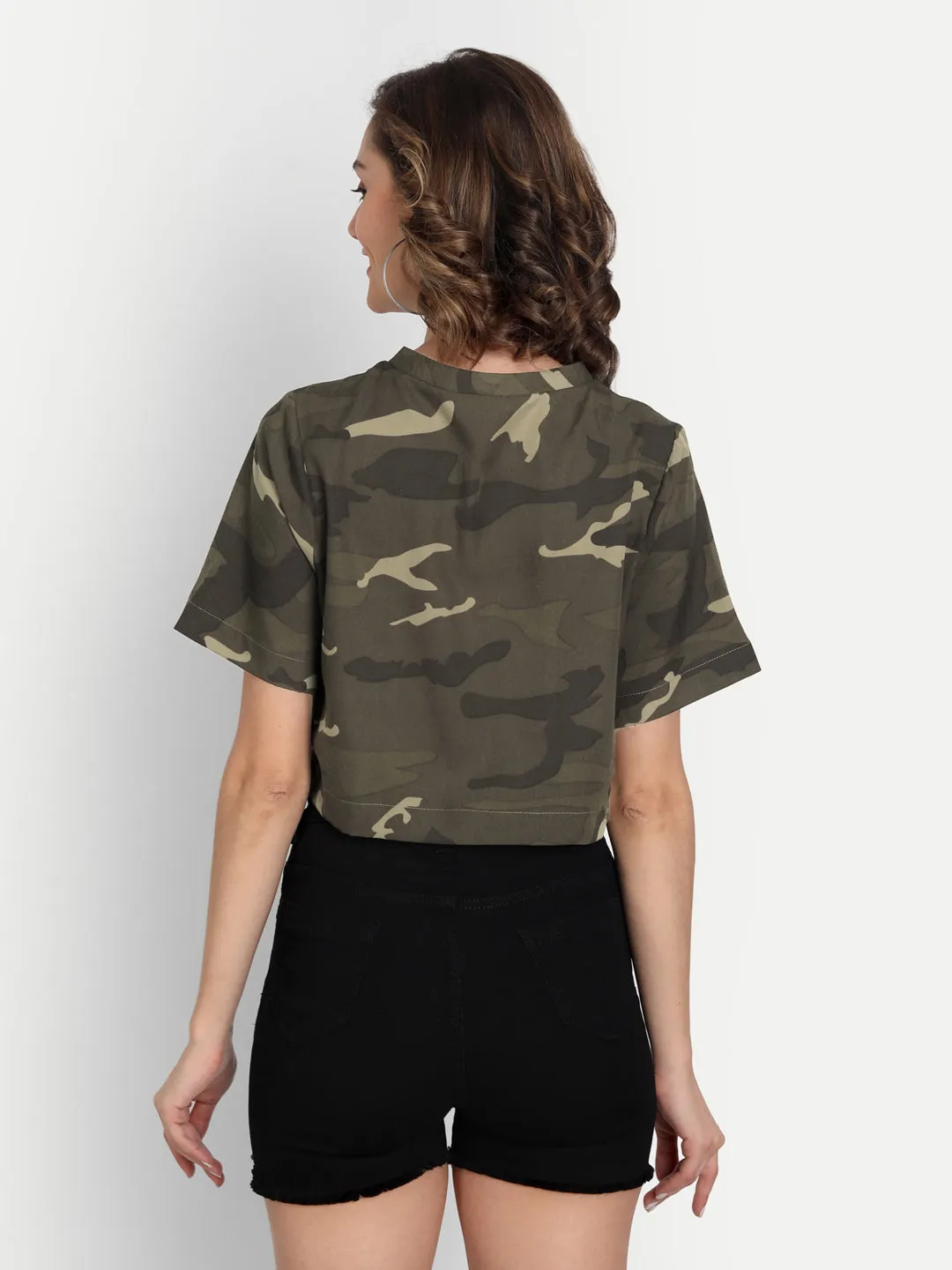 Women's Camouflage Printed Crop Top