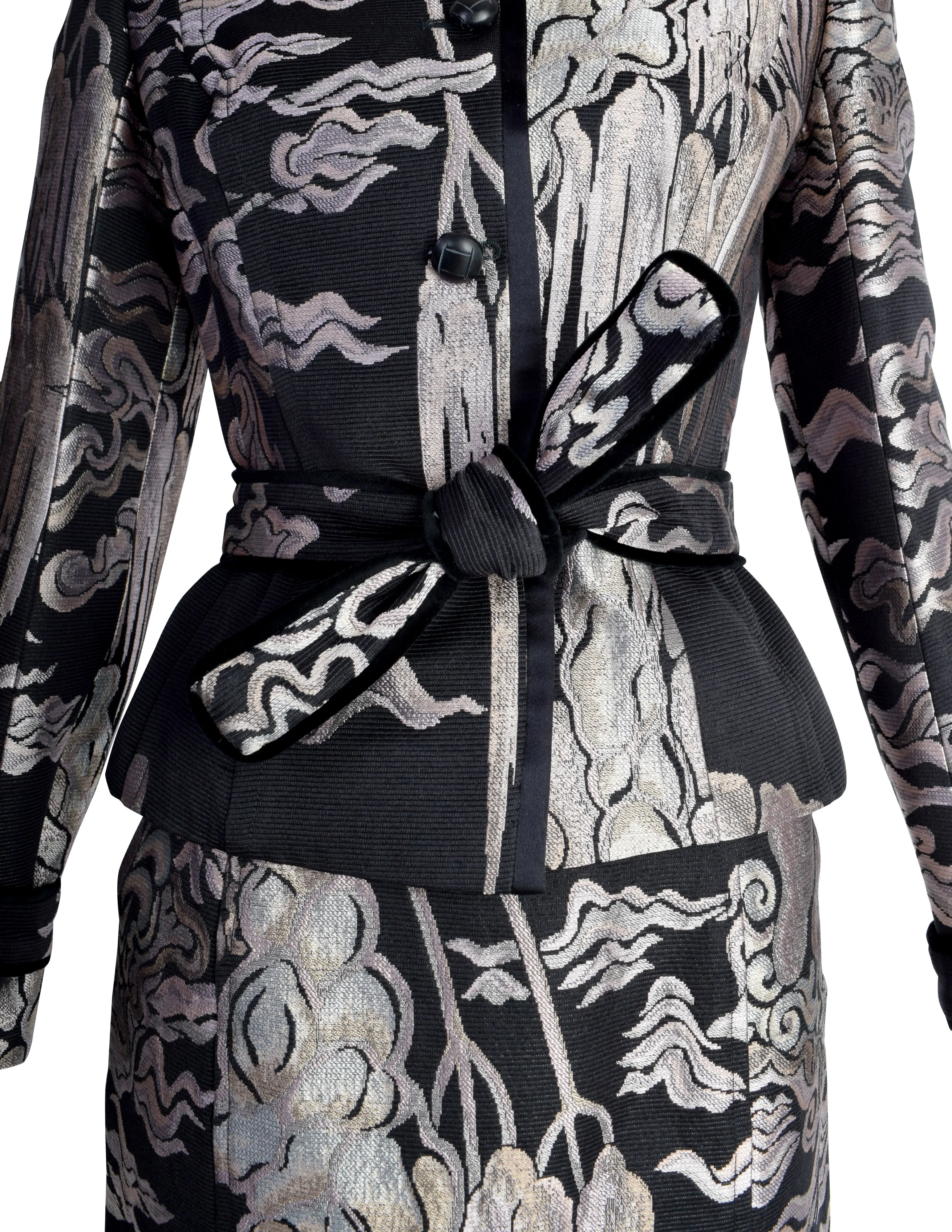 Yves Saint Laurent by Tom Ford Vintage AW2004 Iconic Chinoiserie Scenic Jacquard Jacket Skirt Suit