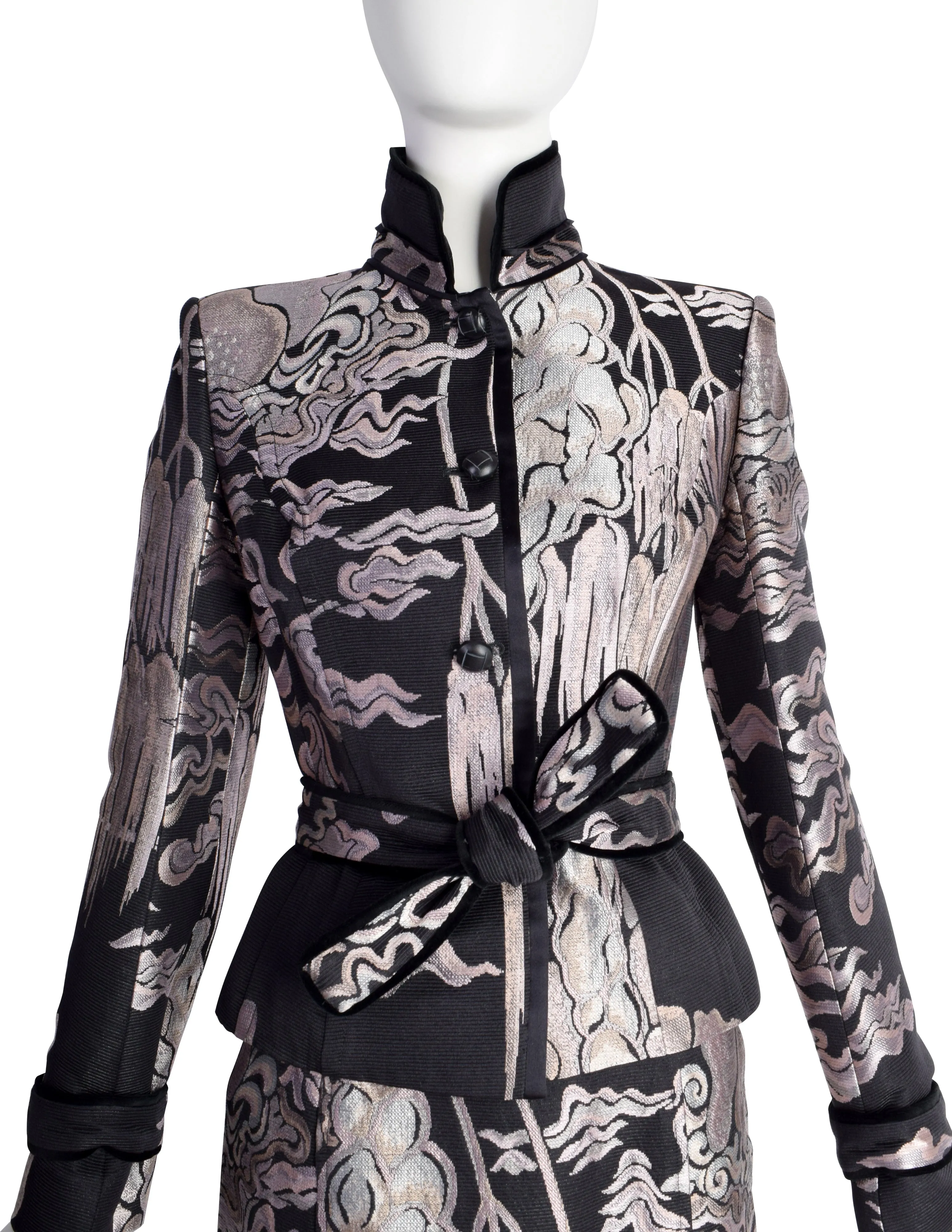 Yves Saint Laurent by Tom Ford Vintage AW2004 Iconic Chinoiserie Scenic Jacquard Jacket Skirt Suit